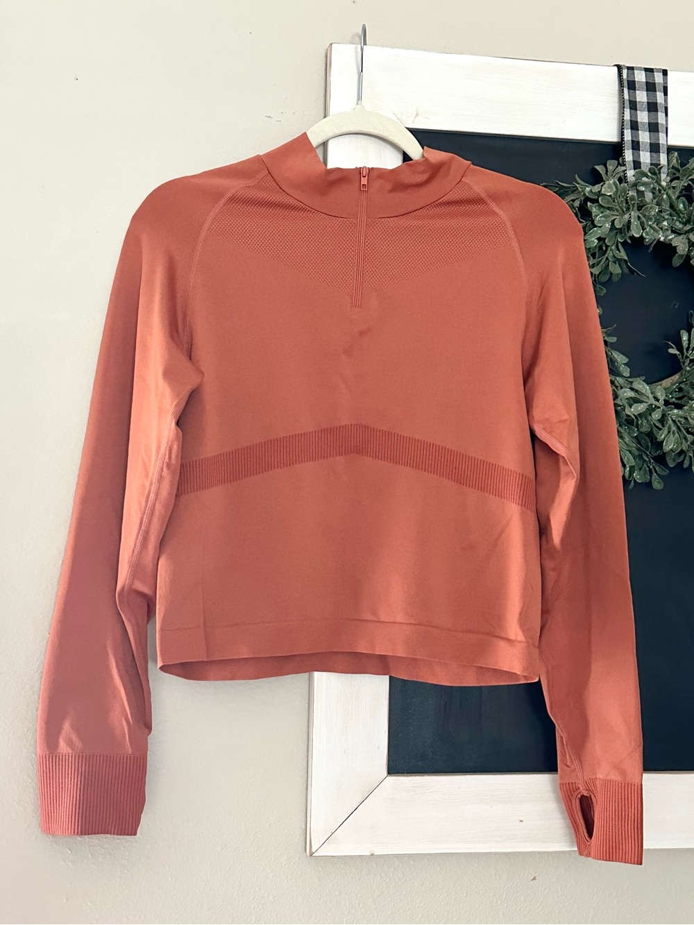 PINK Victoria's Secret Rust Quarter-Zip Crop Performance Top